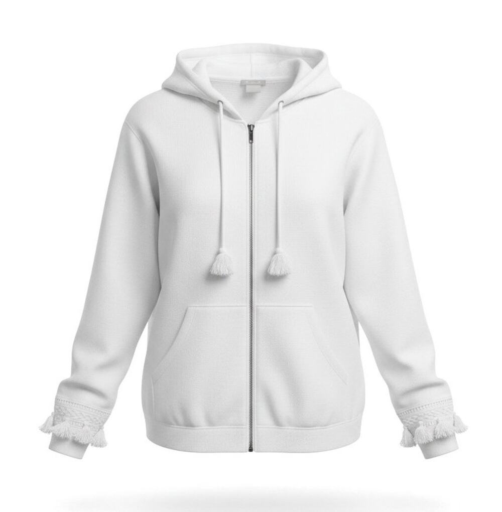 Chico's Zenergy Women's Size 2 / L Hooded Jacket French Terry White Full Zip